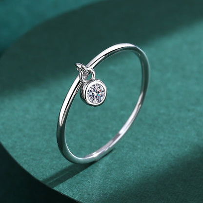 Bague pendentif rond diamant argent sterling 925