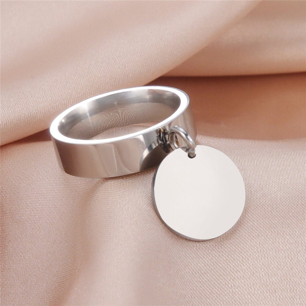 Bague pendentif rond plaqué argent / or