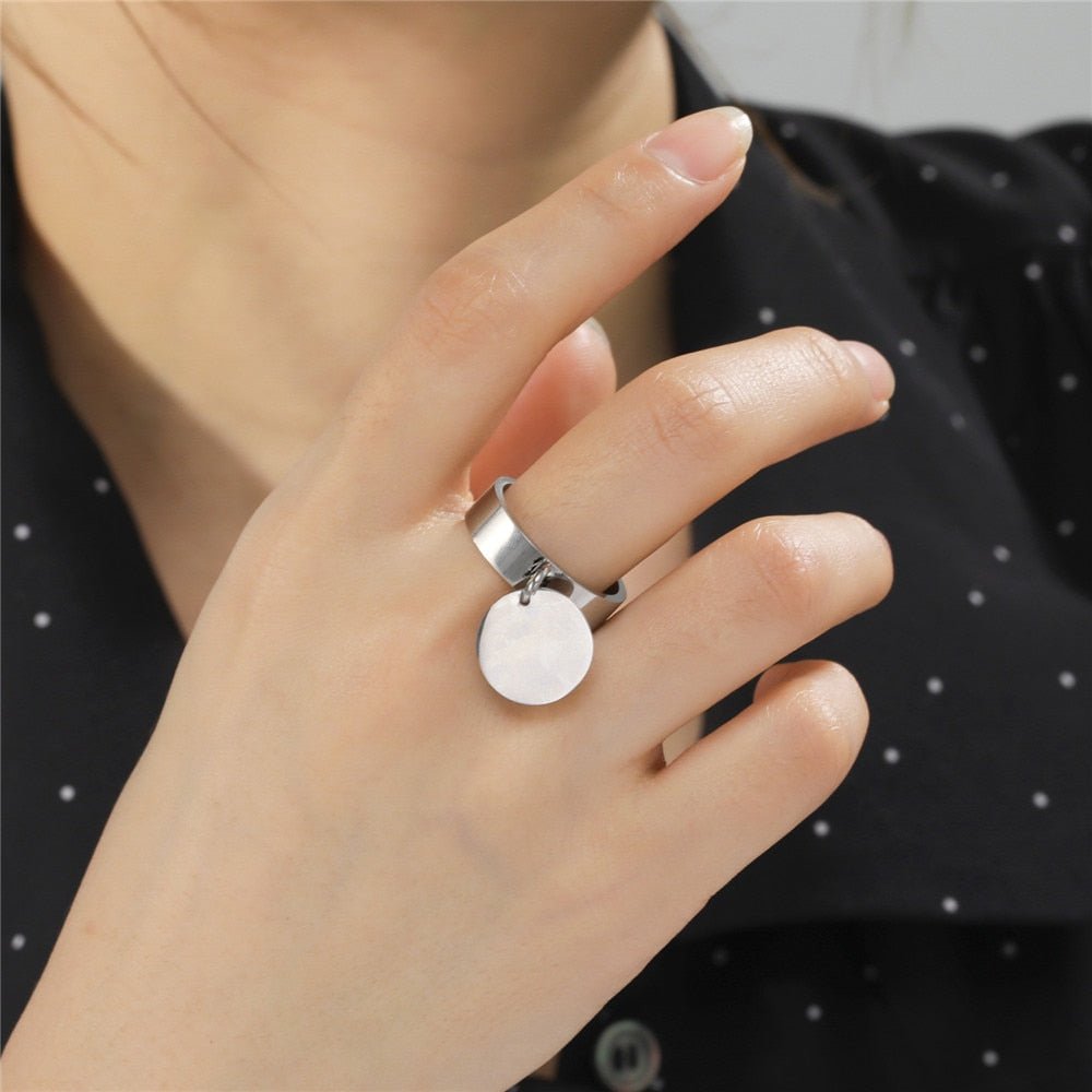 Bague pendentif rond plaqué argent / or