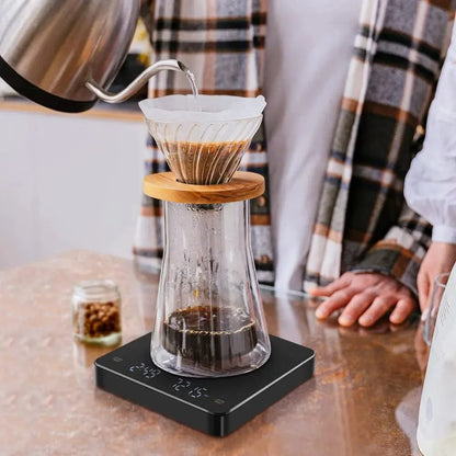 Balance de Café Numérique avec Minuteur Ecran LED Espresso USB 3kg Max.Pesée 0.1g Précision en Oz/ml/g