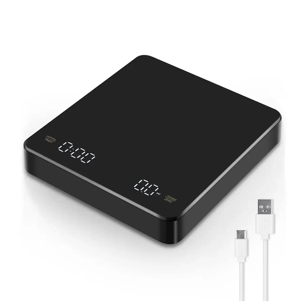 Balance de Café Numérique avec Minuteur Ecran LED Espresso USB 3kg Max.Pesée 0.1g Précision en Oz/ml/g