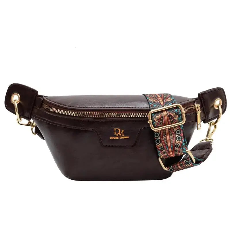 Banane en cuir pour femme de couleur marron foncé