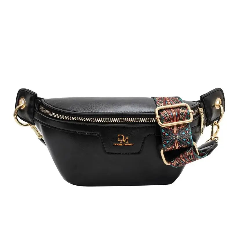 Banane en cuir pour femme de couleur noire