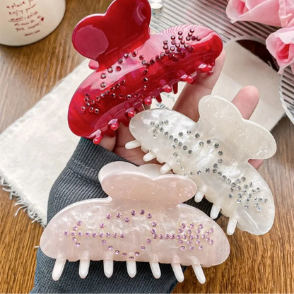 Barrette flèche et cœur en strass