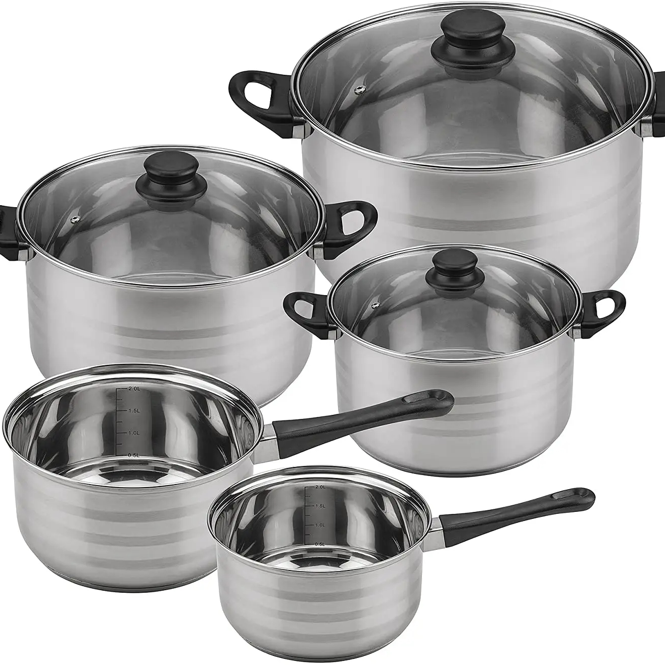 Batterie de Cuisine Inox de 5 Casseroles avec Poignées