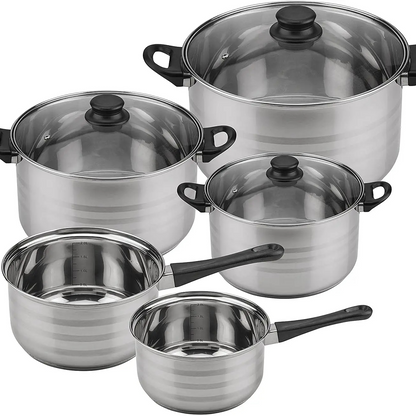 Batterie de Cuisine Inox de 5 Casseroles avec Poignées