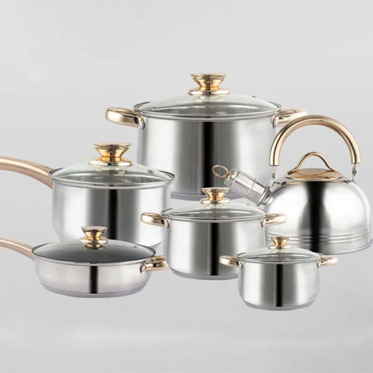 Batterie de Cuisine Inox avec Couvercles en Verre