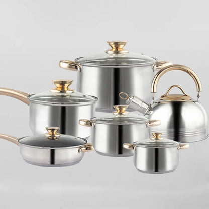 Batterie de Cuisine Inox avec Couvercles en Verre