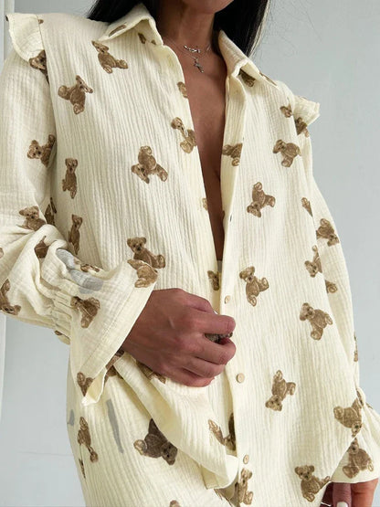 Beau Pyjama Pour Femme En Coton "Ourson"