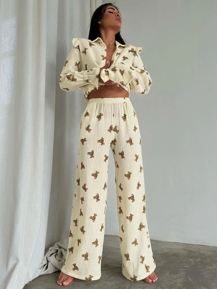 Beau Pyjama Pour Femme En Coton "Ourson"