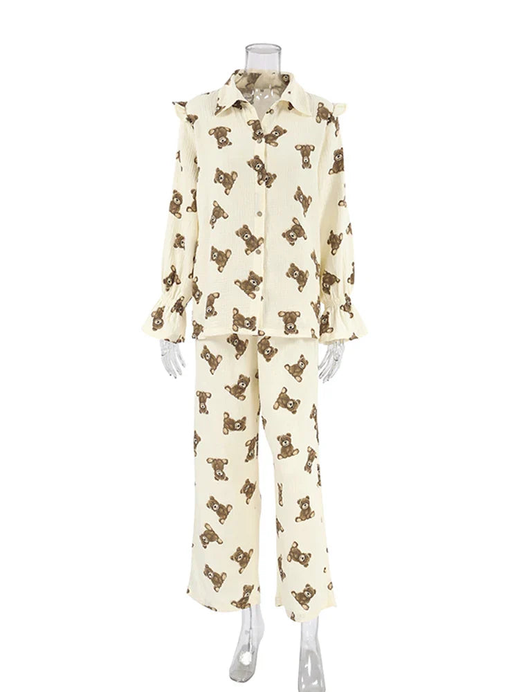Beau Pyjama Pour Femme En Coton "Ourson"