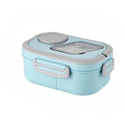 Bento Bleu Compartimenté avec Poignée de Transport