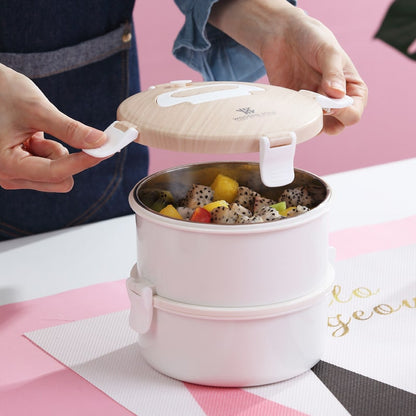 Bento Inox Rond Blanc Compartiments