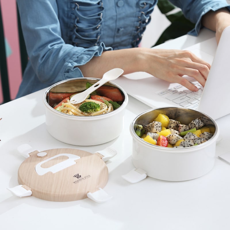 Bento Inox Rond Blanc Compartiments