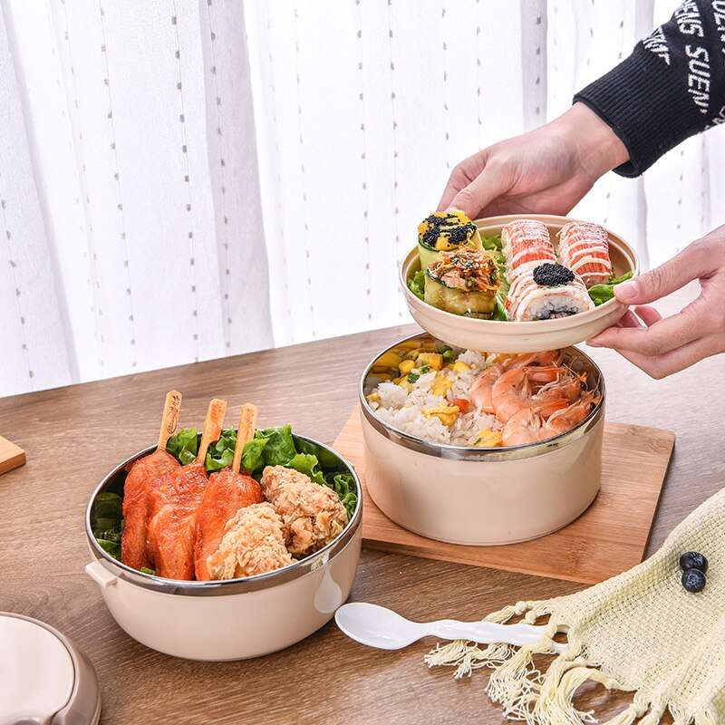 Lunch Box Ronde Rose 3 étages