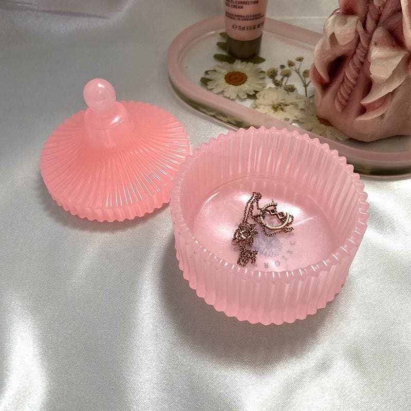 Boîte à bijoux chapiteau rose transparent en résine
