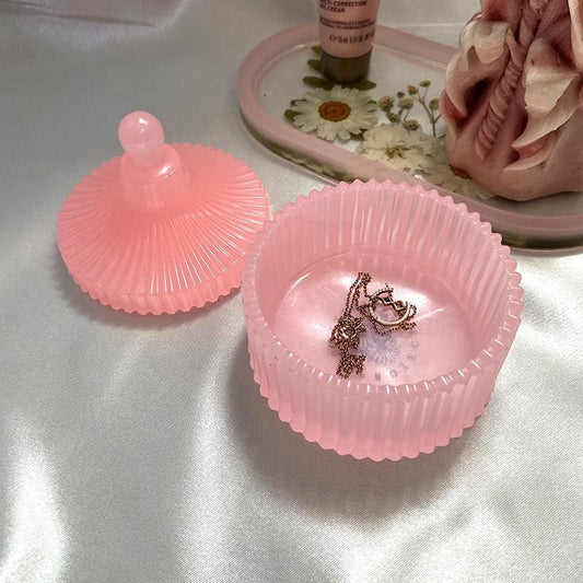 Boîte à bijoux chapiteau rose transparent en résine