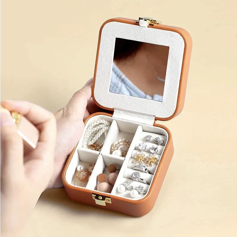 Boite à bijoux de voyage fleur avec miroir