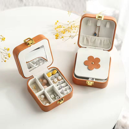 Boite à bijoux de voyage fleur avec miroir