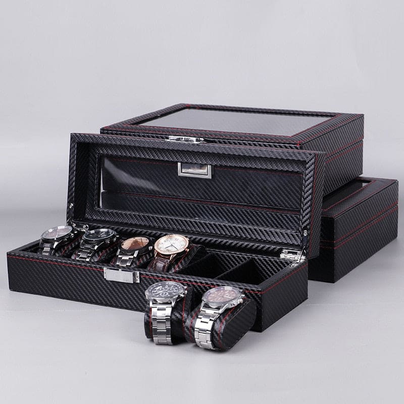 Boite à montres homme en fibre de carbone – 5 à 12 emplacements