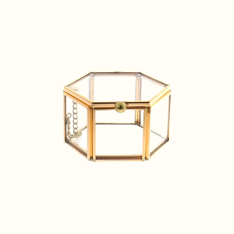 Petite boîte à bijoux en verre et laiton