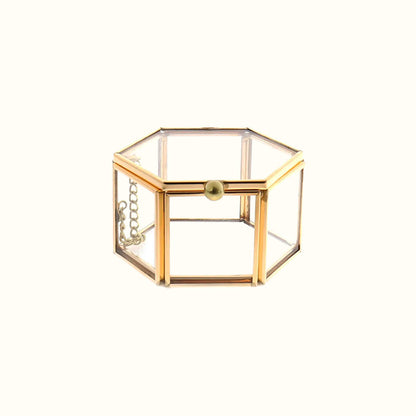 Petite boîte à bijoux en verre et laiton