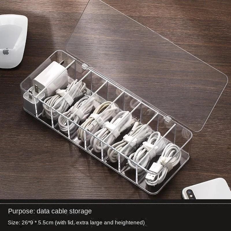 Boîte de Rangement de Câble de Chargement 8 Compartiments Transparent 8 grid storage box