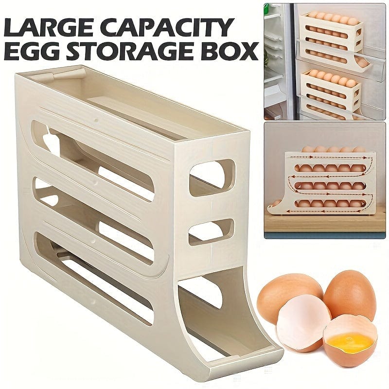 Boîte de Rangement Œufs Automatique en Polypropylène - Organisateur Œufs Réfrigérateur (30 Œufs)