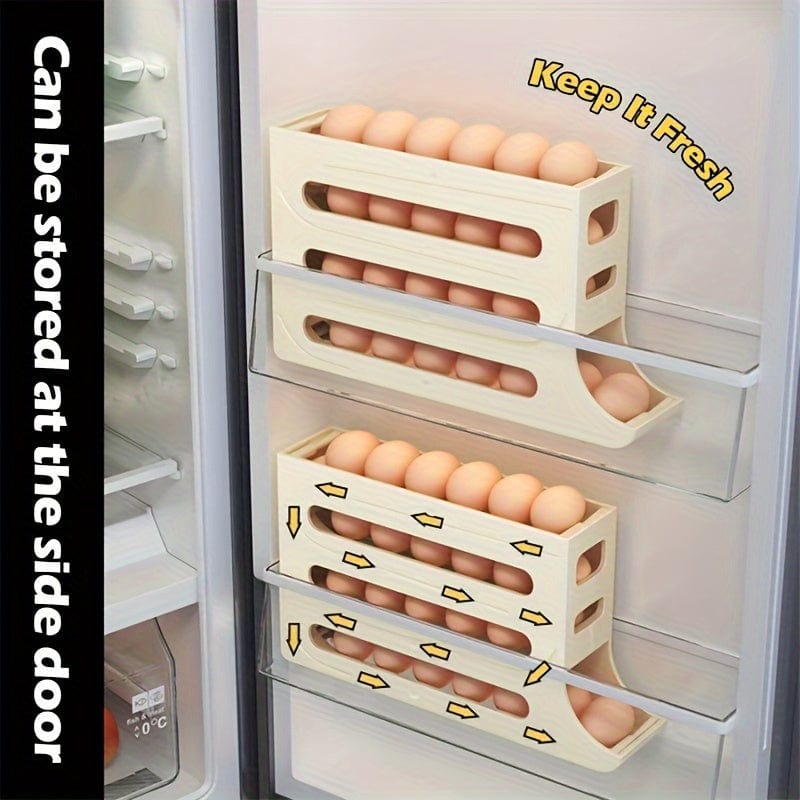 Boîte de Rangement Œufs Automatique en Polypropylène - Organisateur Œufs Réfrigérateur (30 Œufs)
