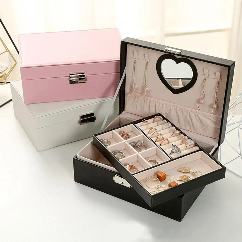 Boîte à bijoux avec miroir cœur