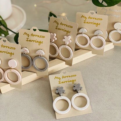 Boucle d’oreilles duo terrazzo artisanales en jesmonite