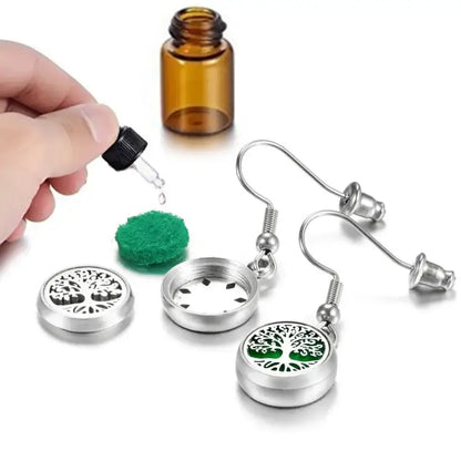 Boucle d'oreilles pendantes diffuseur huiles essentielles - Arbre de vie