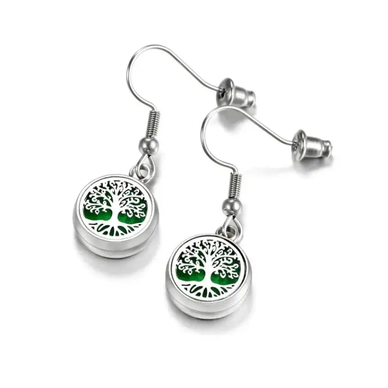 Boucle d'oreilles pendantes diffuseur huiles essentielles - Arbre de vie
