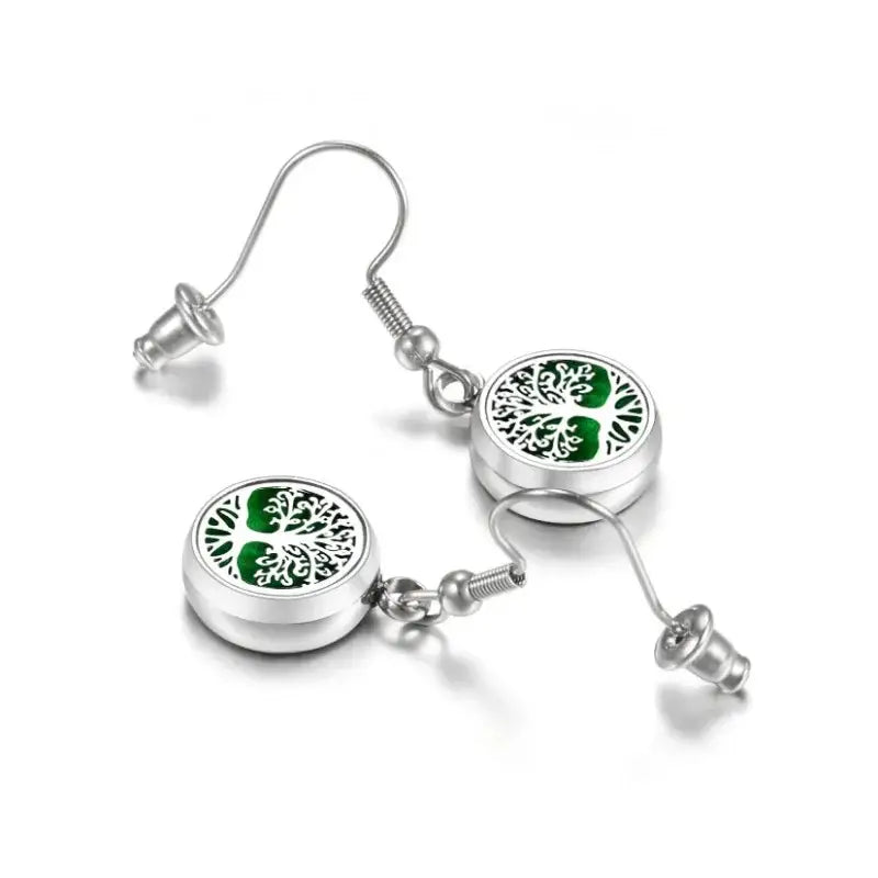 Boucle d'oreilles pendantes diffuseur huiles essentielles - Arbre de vie