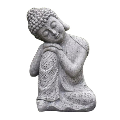 Bouddha Statue Artisanale Grise en Résine