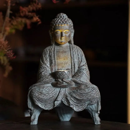 Bouddha Statue Luminaire Solaire en Résine