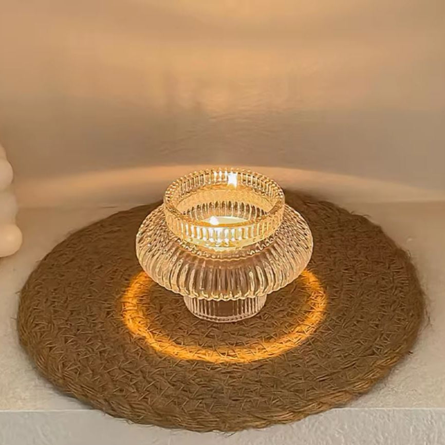 Bougeoir chandelier en verre – Pour bougies & chauffe-plats