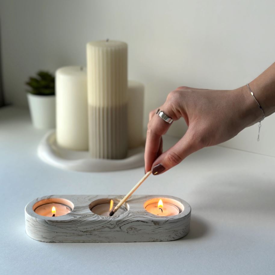 Bougeoir design artisanal à 3 emplacements