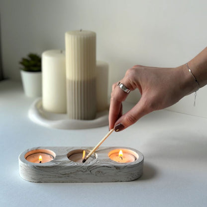 Bougeoir design artisanal à 3 emplacements