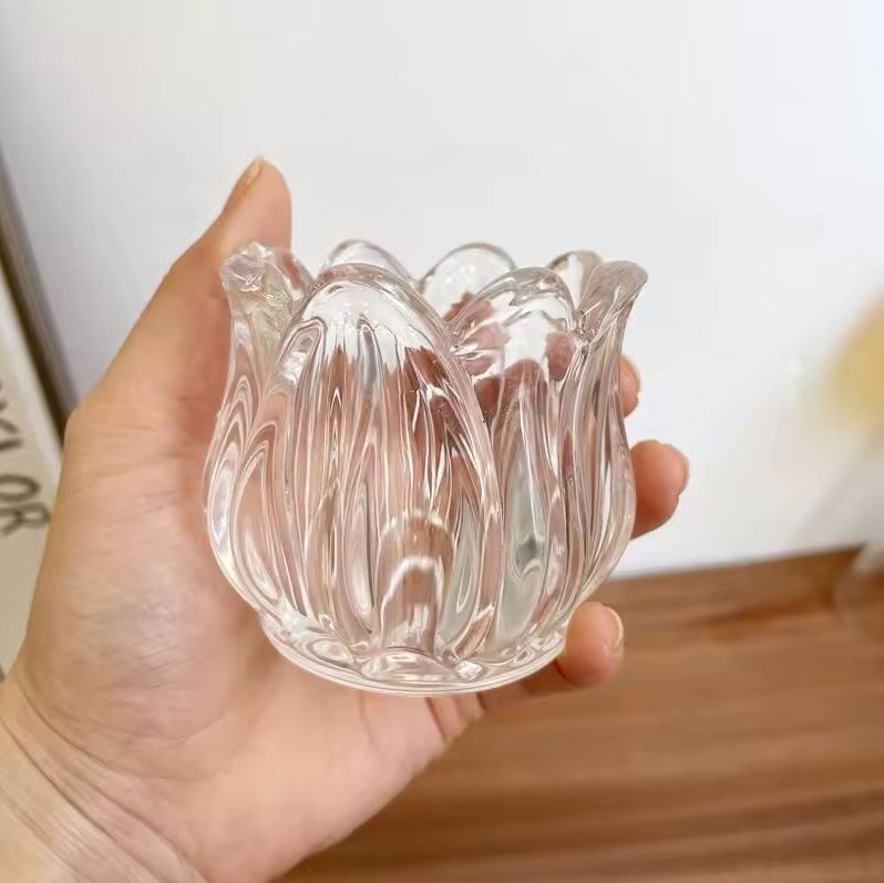 Bougeoir tulipe en verre