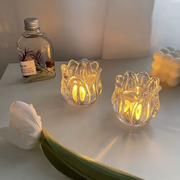 Bougeoir tulipe en verre