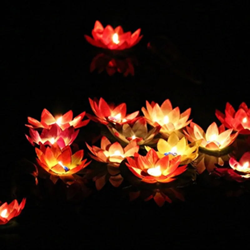 Bougie LED Flottante en Forme de Fleur de Lotus