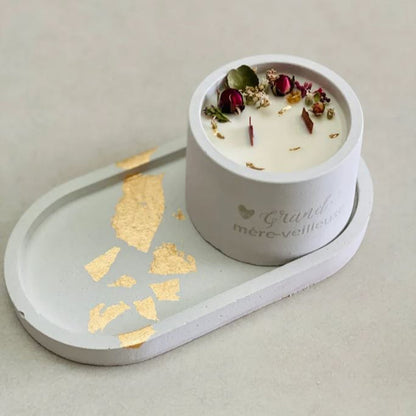 Bougie parfumée personnalisable – 2 mèches crépitantes & fleurs séchées