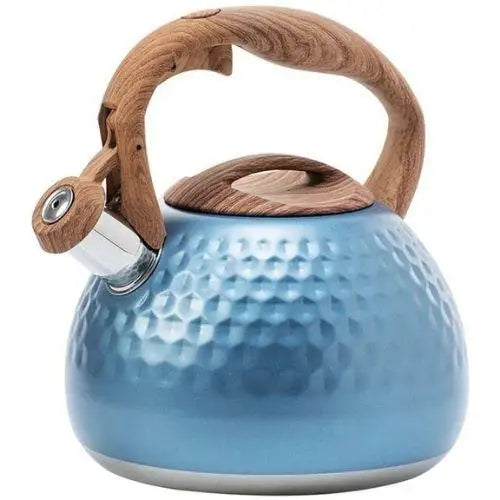 Bouilloire Bleu Vintage Manche en bois