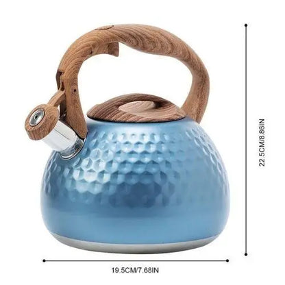 Bouilloire Bleu Vintage Manche en bois
