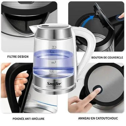 Bouilloire Électrique en Verre LED bleue