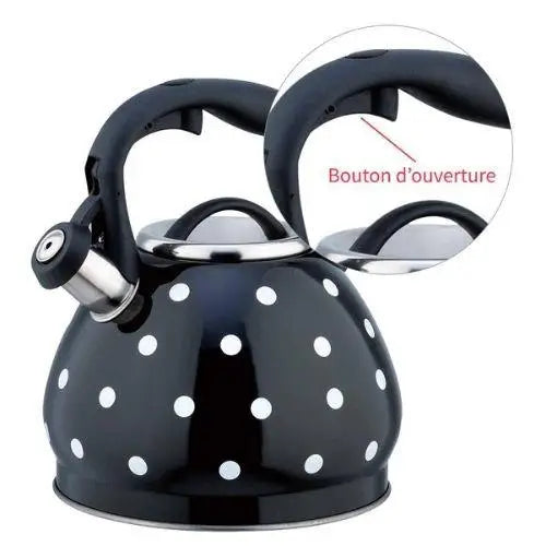 Bouilloire Noire Vintage à Pois