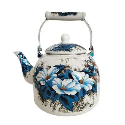 Bouilloire Porcelaine Fleurs Bleu Vintage