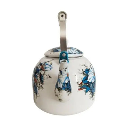 Bouilloire Porcelaine Fleurs Bleu Vintage