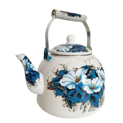 Bouilloire Porcelaine Fleurs Bleu Vintage